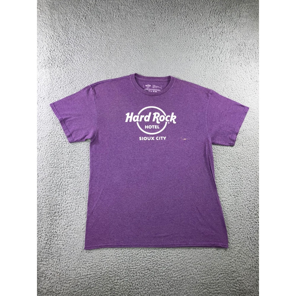 Hard Rock Hotel T Shirt Men L Purple Sioux City Graphic S/S Grunge Distressed